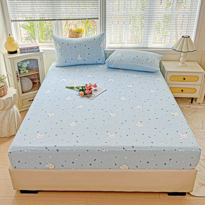 91家纺网 家纺一手货源 找家纺 （总）朵朵家纺 2025新款超柔水洗棉云感印花单床笠床垫保护套床笠（床垫保护套可定制尺寸 ）-场景二