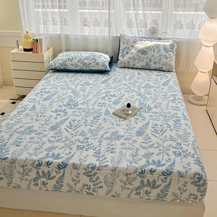 91家纺网 家纺一手货源 找家纺 朵朵家纺 2025新款超柔水洗棉云感印花单床笠床垫保护套床笠（床垫保护套可定制尺寸 ）-场景一 恋爱季节