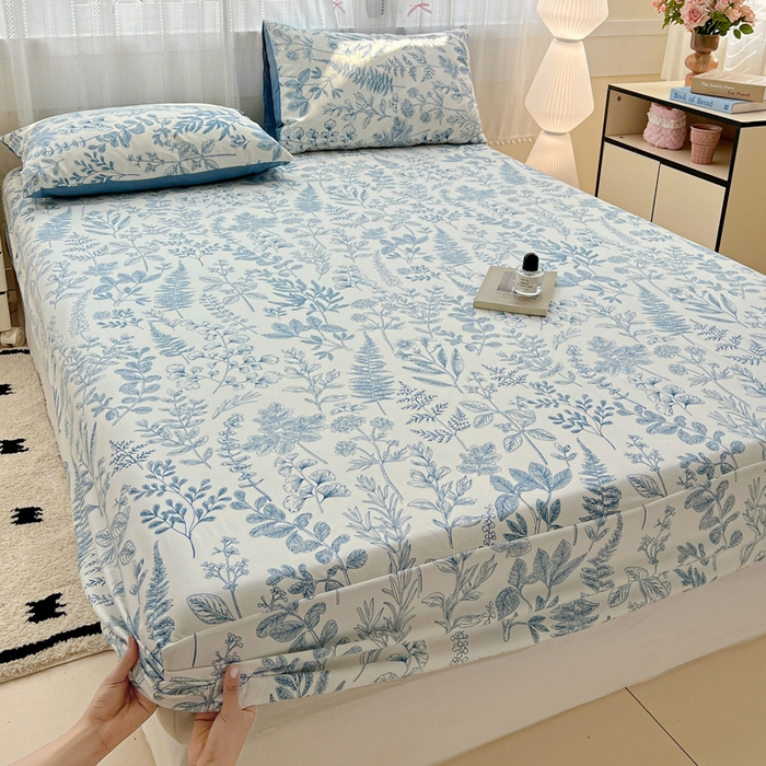 91家纺网 家纺一手货源 找家纺 朵朵家纺 2025新款超柔水洗棉云感印花单床笠床垫保护套床笠（床垫保护套可定制尺寸 ）-场景一 恋爱季节