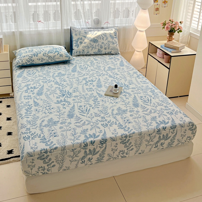 91家纺网 家纺一手货源 找家纺 朵朵家纺 2025新款超柔水洗棉云感印花单床笠床垫保护套床笠（床垫保护套可定制尺寸 ）-场景一 恋爱季节