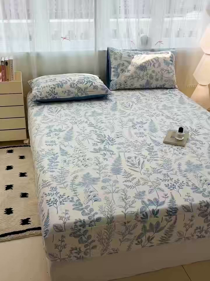 91家纺网 家纺一手货源 找家纺 （总）朵朵家纺 2025新款超柔水洗棉云感印花单床笠床垫保护套床笠（床垫保护套可定制尺寸 ）-场景一