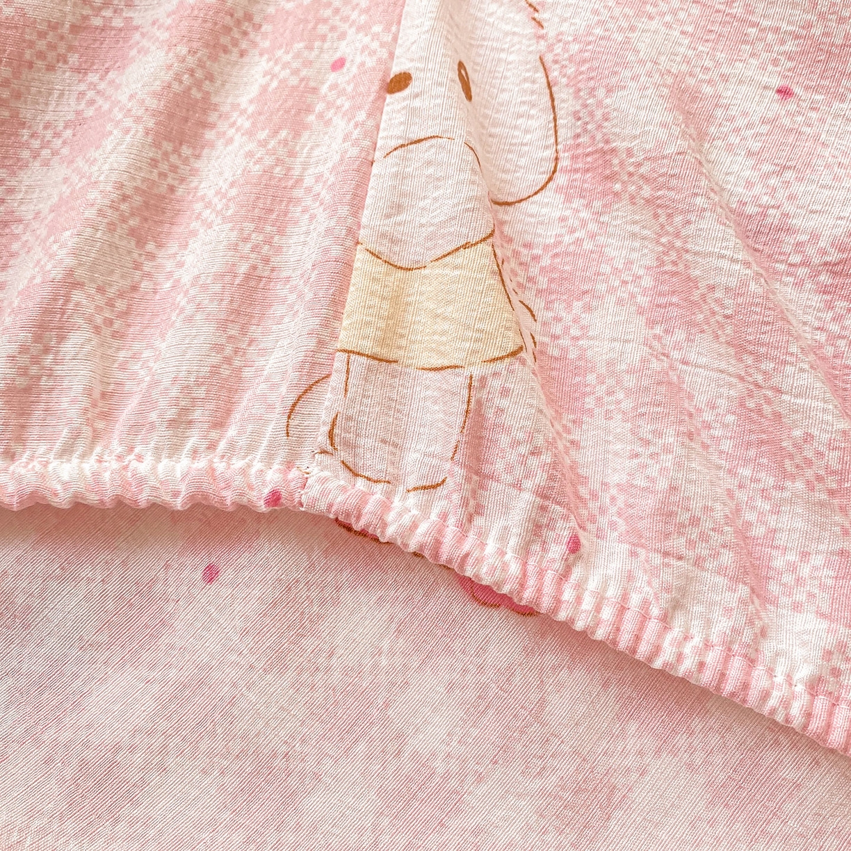 91家纺网 家纺一手货源 找家纺 眠势力 2025新款云感双层纱床笠三件套ins奶油风云感床垫保护套四季款 乖乖兔