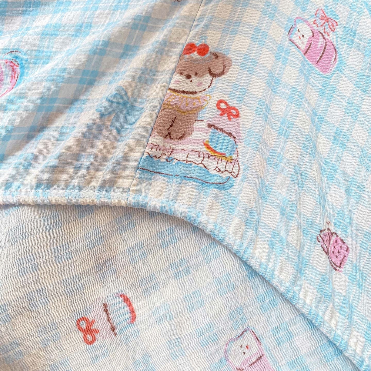 91家纺网 家纺一手货源 找家纺 眠势力 2025新款云感双层纱床笠三件套ins奶油风云感床垫保护套四季款 淘气狗