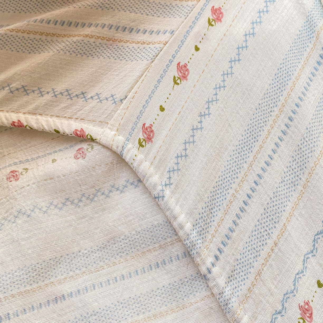 91家纺网 家纺一手货源 找家纺 眠势力 2025新款云感双层纱床笠三件套ins奶油风云感床垫保护套四季款 一路生花