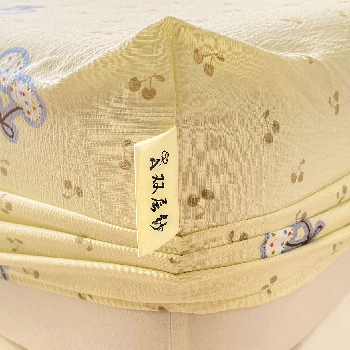 91家纺网 家纺一手货源 找家纺 眠势力 2025新款云感双层纱床笠三件套ins奶油风云感床垫保护套四季款 樱桃丸子