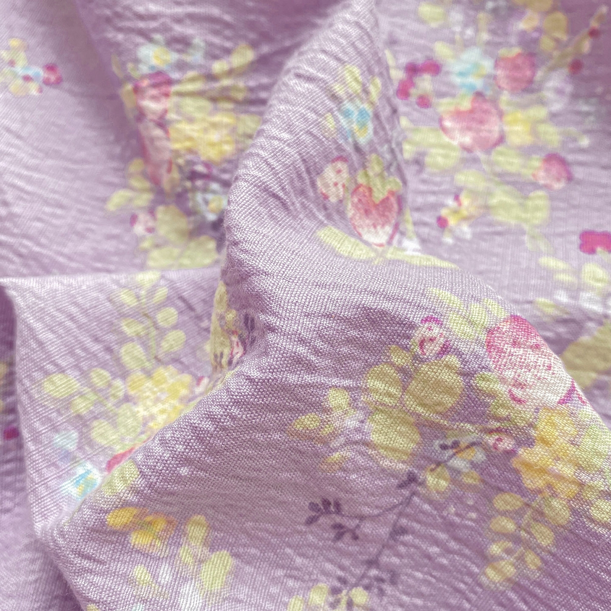 91家纺网 家纺一手货源 找家纺 眠势力 2025新款云感双层纱床笠三件套ins奶油风云感床垫保护套四季款 紫色花海