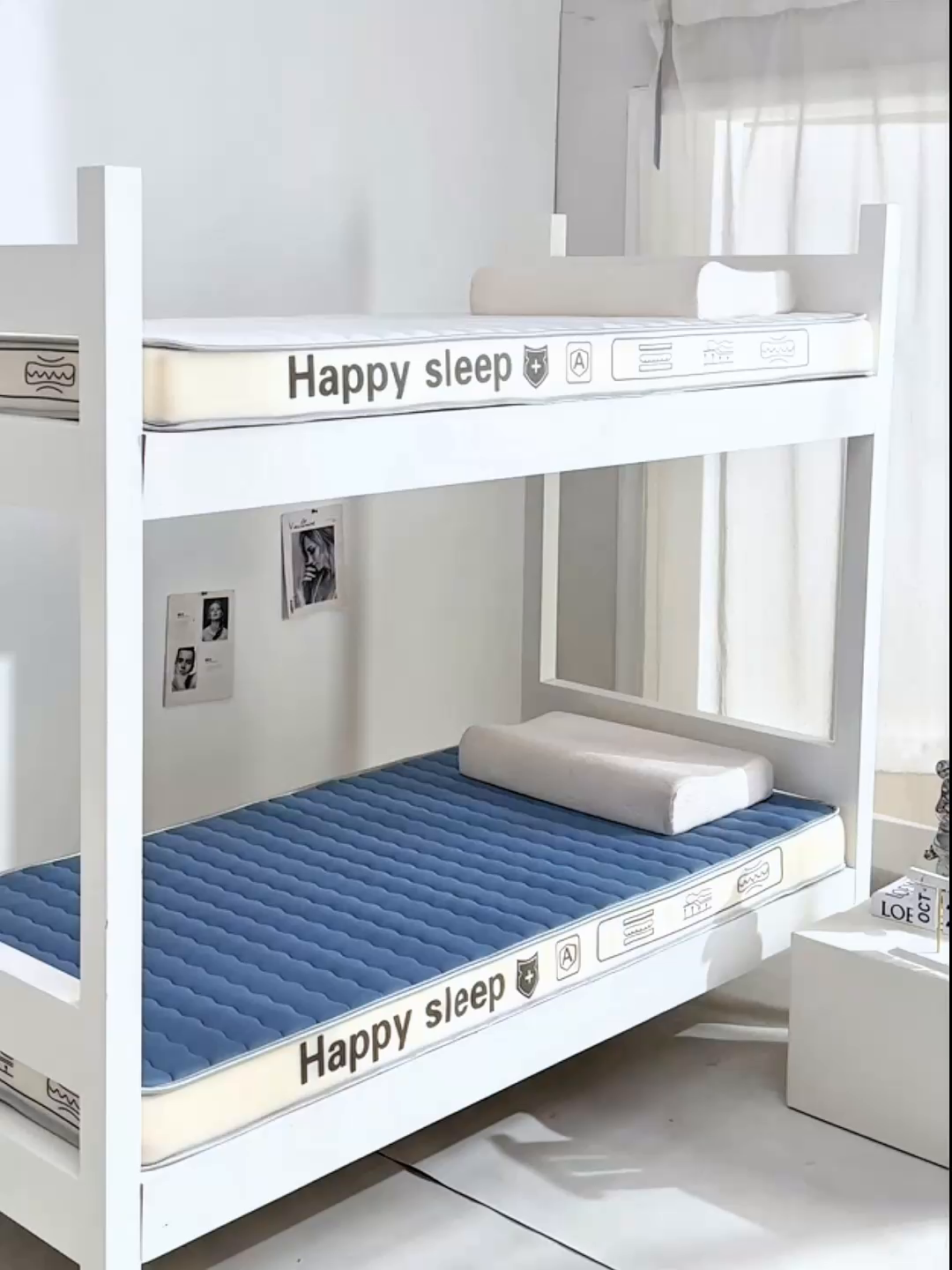 91家纺网 家纺一手货源 找家纺 顺发床垫 2025新款A类牛奶丝乳胶抗压棉床垫 H熊--蓝-6cm