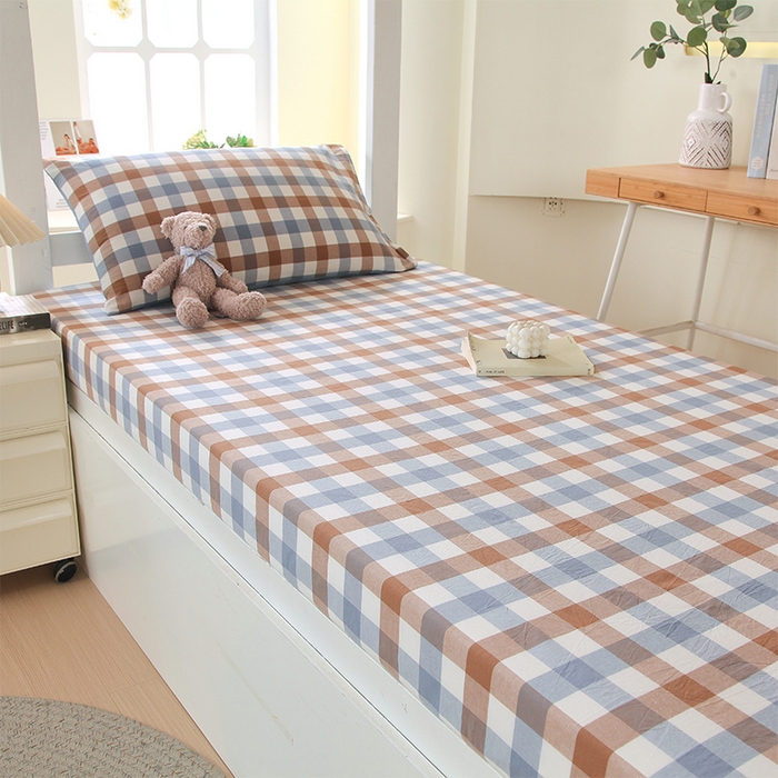 91家纺网 家纺一手货源 找家纺 （总）春皖家纺 2025新款学生季全棉纯棉色织AB版水洗棉单品系列-单床笠 床笠单件