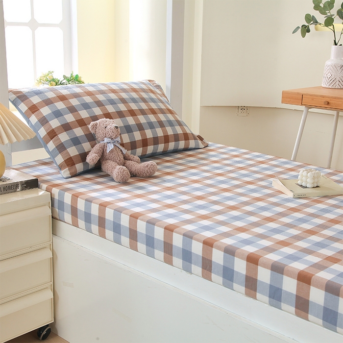 91家纺网 家纺一手货源 找家纺 （总）春皖家纺 2025新款学生季全棉纯棉色织AB版水洗棉单品系列-单床笠 床笠单件