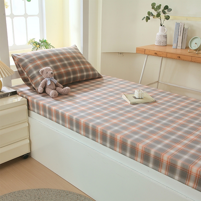 91家纺网 家纺一手货源 找家纺 （总）春皖家纺 2025新款学生季全棉纯棉色织AB版水洗棉单品系列-单床笠 床笠单件