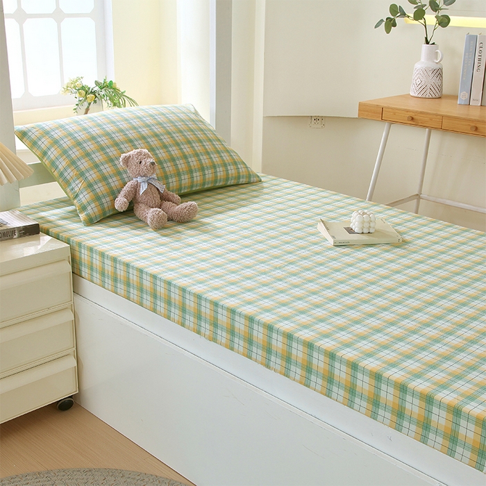 91家纺网 家纺一手货源 找家纺 （总）春皖家纺 2025新款学生季全棉纯棉色织AB版水洗棉单品系列-单床笠 床笠单件