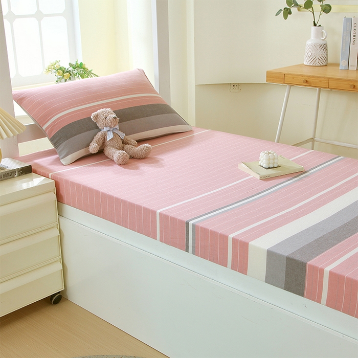 91家纺网 家纺一手货源 找家纺 （总）春皖家纺 2025新款学生季全棉纯棉色织AB版水洗棉单品系列-单床笠 床笠单件