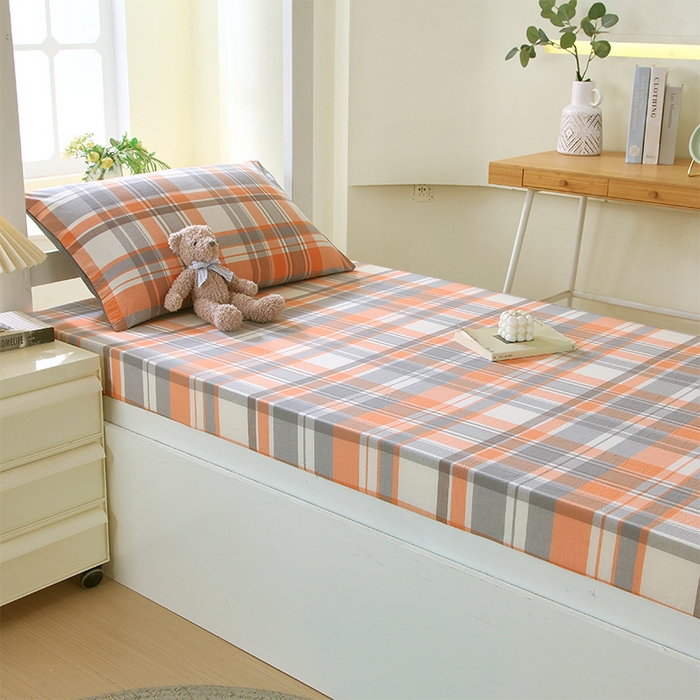 91家纺网 家纺一手货源 找家纺 春皖家纺 2025新款学生季全棉纯棉色织AB版水洗棉单品系列-单床笠 床笠单件 素雅-莱恩