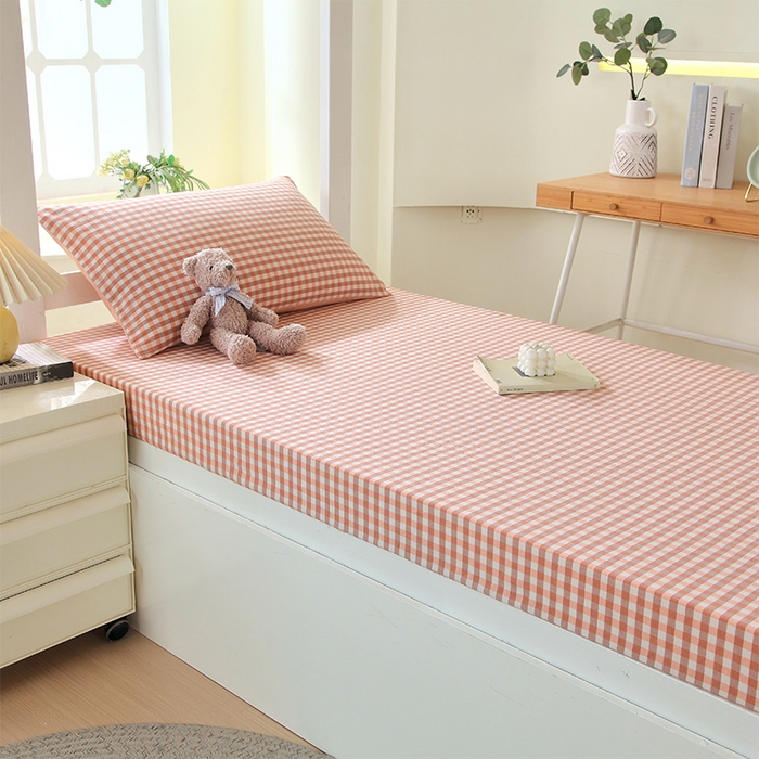 91家纺网 家纺一手货源 找家纺 （总）春皖家纺 2025新款学生季全棉纯棉色织AB版水洗棉单品系列-单床笠 床笠单件