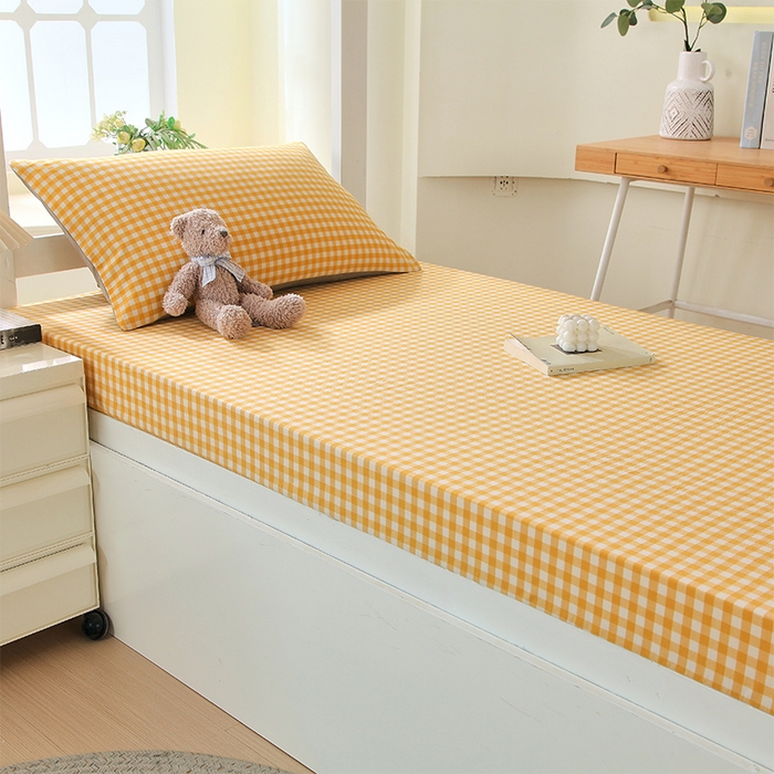 91家纺网 家纺一手货源 找家纺 （总）春皖家纺 2025新款学生季全棉纯棉色织AB版水洗棉单品系列-单床笠 床笠单件