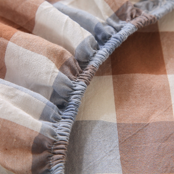 91家纺网 家纺一手货源 找家纺 春皖家纺 2025新款学生季全棉纯棉色织AB版水洗棉单品系列-单床笠 床笠单件 翠竹-彩格