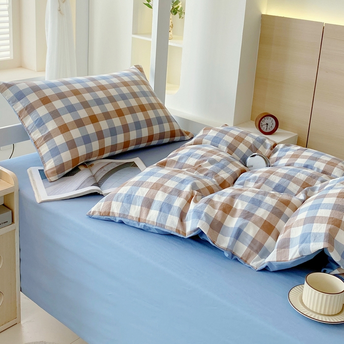 91家纺网 家纺一手货源 找家纺 （总）春皖家纺 2025春夏新款AB版全棉纯棉色织水洗棉学生三件套六件套