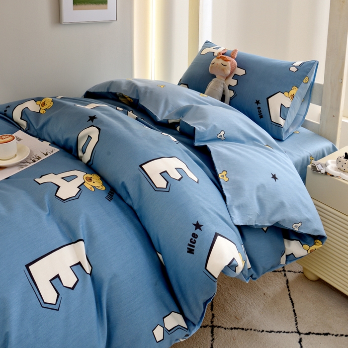 91家纺网 家纺一手货源 找家纺 （总）水妙家纺2025新款A类全棉学生宿舍五件套上下铺子母被六件套纯棉三件套-褥垫款（可订制）