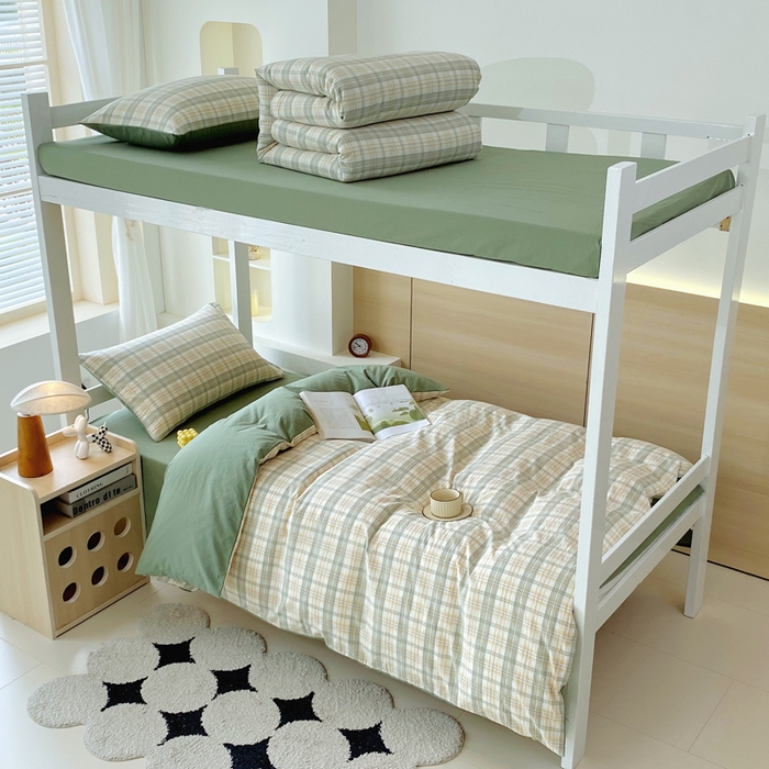 91家纺网 家纺一手货源 找家纺 （总）春皖家纺 2025春夏新款AB版全棉纯棉色织水洗棉学生三件套六件套