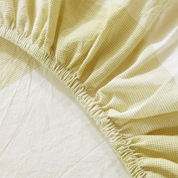 91家纺网 家纺一手货源 找家纺 春皖家纺 2025新款学生季全棉纯棉色织AB版水洗棉单品系列-单床笠 床笠单件 素雅-芳绿