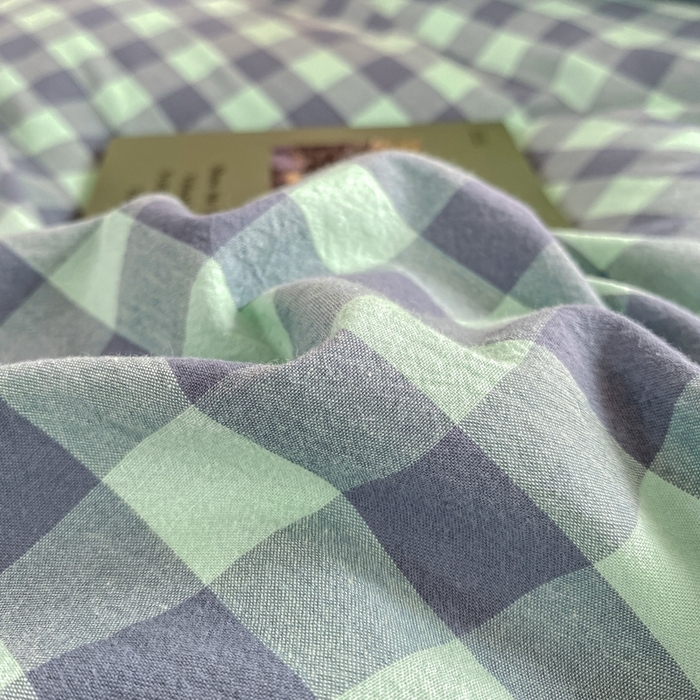 91家纺网 家纺一手货源 找家纺 恋人优选 2025新款全棉纯棉水洗棉(AB版)学生宿舍上下铺三件套-有标款 蓝绿格