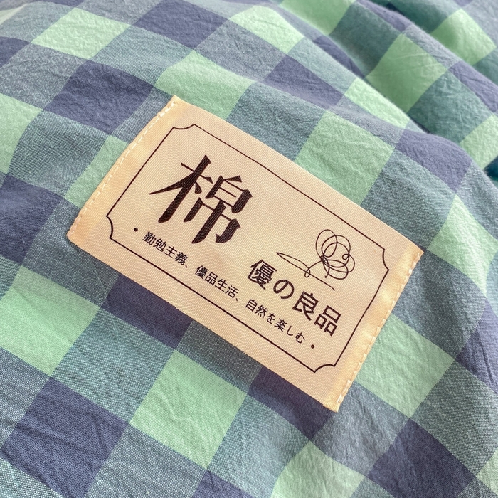 91家纺网 家纺一手货源 找家纺 恋人优选 2025新款全棉纯棉水洗棉(AB版)学生宿舍上下铺三件套-有标款 蓝绿格