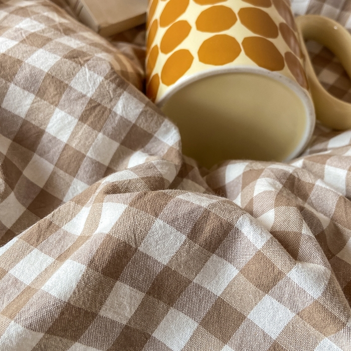 91家纺网 家纺一手货源 找家纺 恋人优选 2025新款全棉纯棉水洗棉(AB版)学生宿舍上下铺三件套-有标款 米小格(米色)