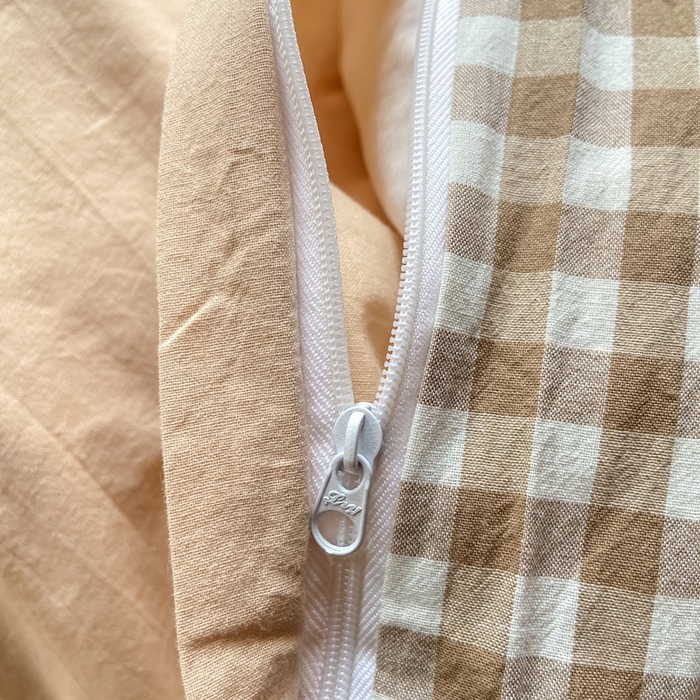 91家纺网 家纺一手货源 找家纺 恋人优选 2025新款全棉纯棉水洗棉(AB版)学生宿舍上下铺三件套-有标款 米小格(米色)