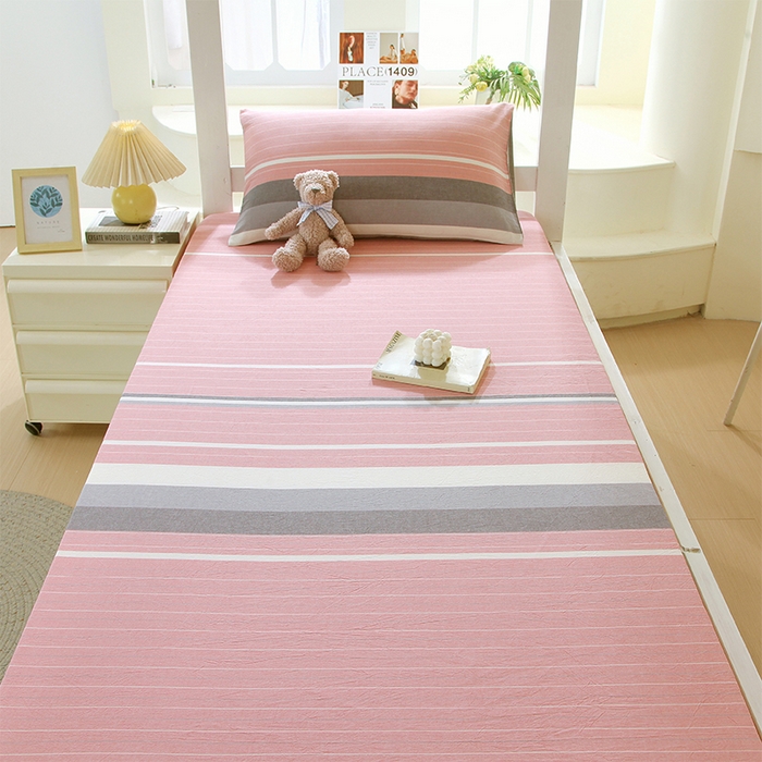 91家纺网 家纺一手货源 找家纺 春皖家纺 2025新款学生季全棉纯棉色织AB版水洗棉单品系列-单床笠 床笠单件 素雅-蔻粉