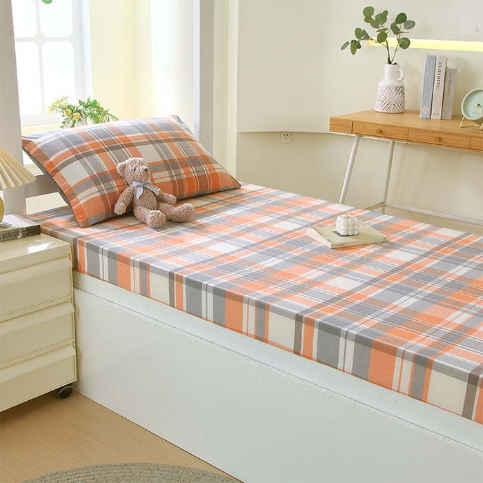 91家纺网 家纺一手货源 找家纺 春皖家纺 2025新款学生季全棉纯棉色织AB版水洗棉单品系列-单床笠 床笠单件 素雅-莱恩