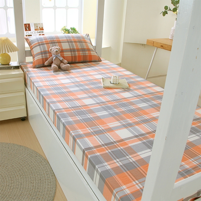 91家纺网 家纺一手货源 找家纺 春皖家纺 2025新款学生季全棉纯棉色织AB版水洗棉单品系列-单床笠 床笠单件 素雅-莱恩