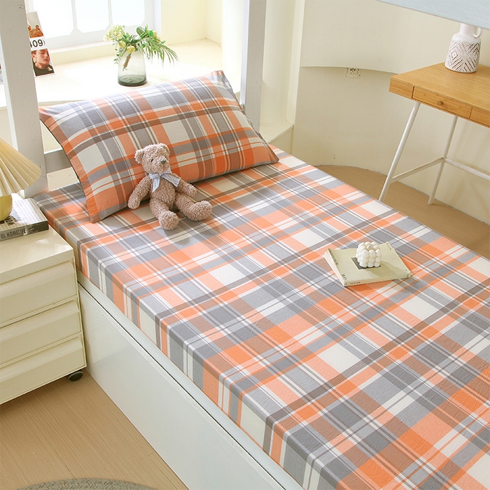 91家纺网 家纺一手货源 找家纺 春皖家纺 2025新款学生季全棉纯棉色织AB版水洗棉单品系列-单床笠 床笠单件 素雅-莱恩