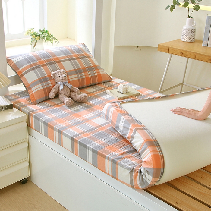 91家纺网 家纺一手货源 找家纺 春皖家纺 2025新款学生季全棉纯棉色织AB版水洗棉单品系列-单床笠 床笠单件 素雅-莱恩