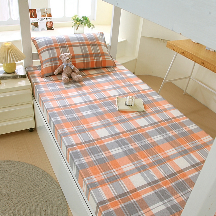 91家纺网 家纺一手货源 找家纺 春皖家纺 2025新款学生季全棉纯棉色织AB版水洗棉单品系列-单床笠 床笠单件 素雅-莱恩