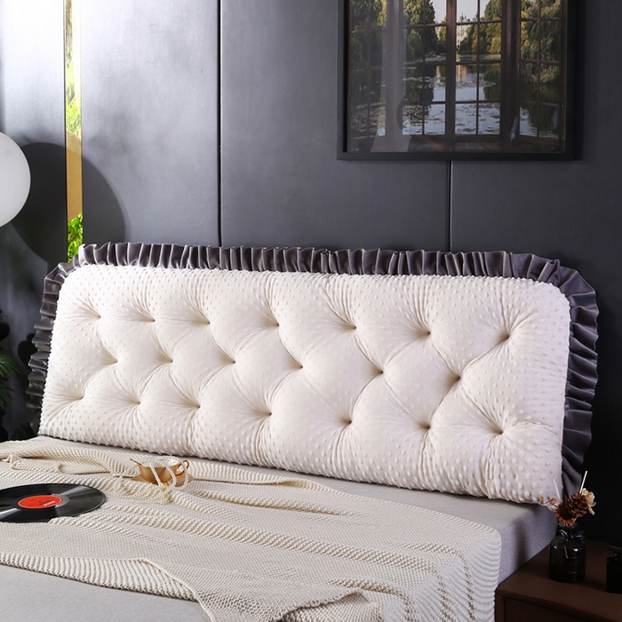 91家纺网 家纺一手货源 找家纺 （总）永光家居 2025新款绒豆豆床头靠垫 韩版床上软包靠枕抱枕（不供多多）