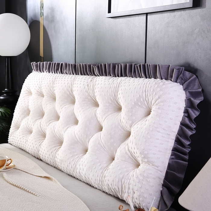 91家纺网 家纺一手货源 找家纺 （总）永光家居 2025新款绒豆豆床头靠垫 韩版床上软包靠枕抱枕（不供多多）