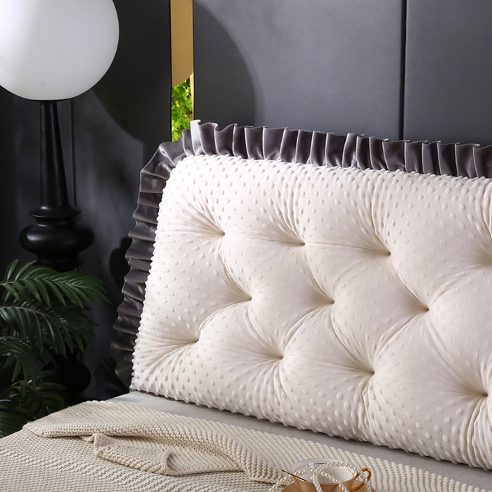 91家纺网 家纺一手货源 找家纺 （总）永光家居 2025新款绒豆豆床头靠垫 韩版床上软包靠枕抱枕（不供多多）