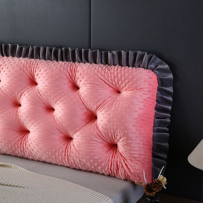 91家纺网 家纺一手货源 找家纺 永光家居 2025新款绒豆豆床头靠垫 韩版床上软包靠枕抱枕（不供多多） 绒豆豆-玉色