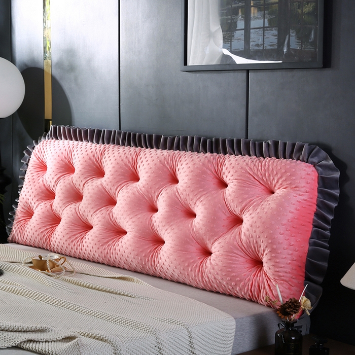 91家纺网 家纺一手货源 找家纺 永光家居 2025新款绒豆豆床头靠垫 韩版床上软包靠枕抱枕（不供多多） 绒豆豆-玉色