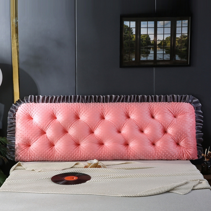 91家纺网 家纺一手货源 找家纺 永光家居 2025新款绒豆豆床头靠垫 韩版床上软包靠枕抱枕（不供多多） 绒豆豆-玉色