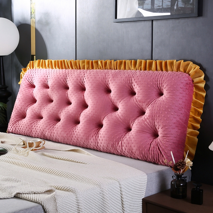 91家纺网 家纺一手货源 找家纺 永光家居 2025新款绒豆豆床头靠垫 韩版床上软包靠枕抱枕（不供多多） 绒豆豆-红色