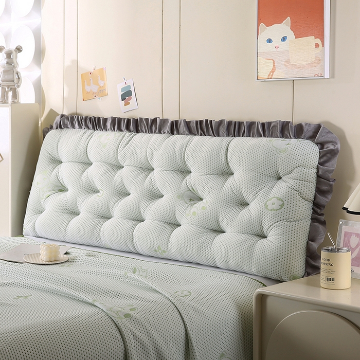 91家纺网 家纺一手货源 找家纺 永光家居 2025新款凉感韩版靠垫 床头靠枕抱枕软包榻榻米（不供多多） 绿色