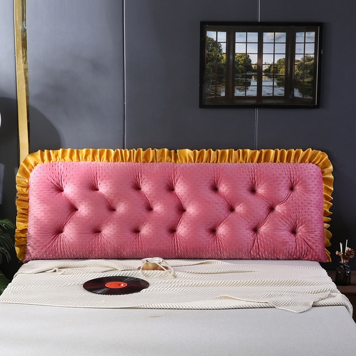 91家纺网 家纺一手货源 找家纺 永光家居 2025新款绒豆豆床头靠垫 韩版床上软包靠枕抱枕（不供多多） 绒豆豆-红色