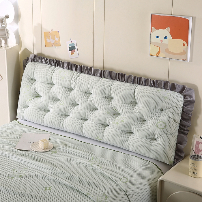 91家纺网 家纺一手货源 找家纺 永光家居 2025新款凉感韩版靠垫 床头靠枕抱枕软包榻榻米（不供多多） 绿色