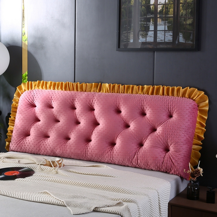 91家纺网 家纺一手货源 找家纺 永光家居 2025新款绒豆豆床头靠垫 韩版床上软包靠枕抱枕（不供多多） 绒豆豆-红色