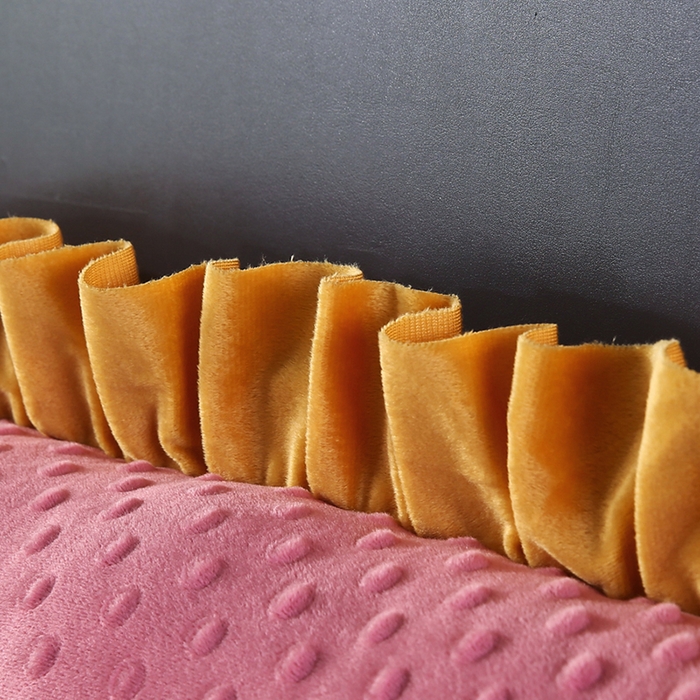 91家纺网 家纺一手货源 找家纺 永光家居 2025新款绒豆豆床头靠垫 韩版床上软包靠枕抱枕（不供多多） 绒豆豆-红色