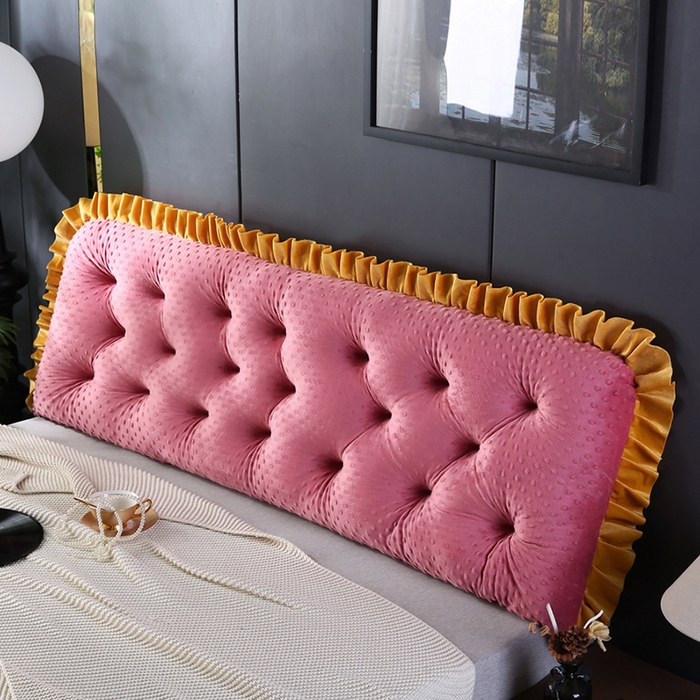 91家纺网 家纺一手货源 找家纺 永光家居 2025新款绒豆豆床头靠垫 韩版床上软包靠枕抱枕（不供多多） 绒豆豆-红色