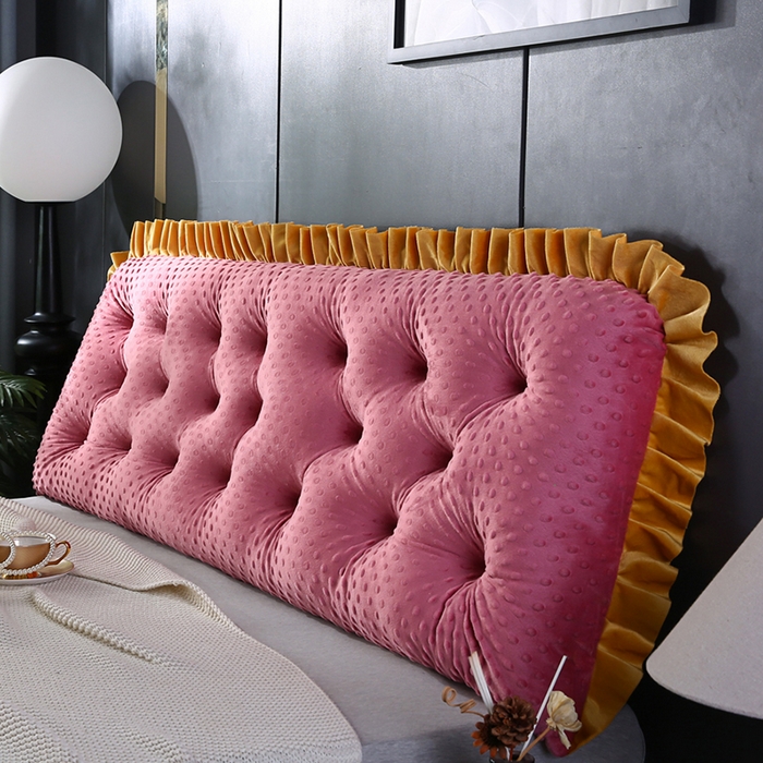 91家纺网 家纺一手货源 找家纺 永光家居 2025新款绒豆豆床头靠垫 韩版床上软包靠枕抱枕（不供多多） 绒豆豆-红色