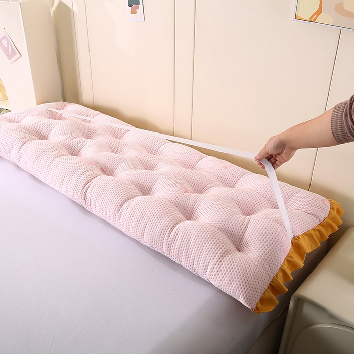 91家纺网 家纺一手货源 找家纺 永光家居 2025新款凉感韩版靠垫 床头靠枕抱枕软包榻榻米（不供多多） 粉色