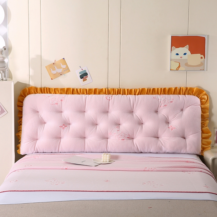 91家纺网 家纺一手货源 找家纺 永光家居 2025新款凉感韩版靠垫 床头靠枕抱枕软包榻榻米（不供多多） 粉色